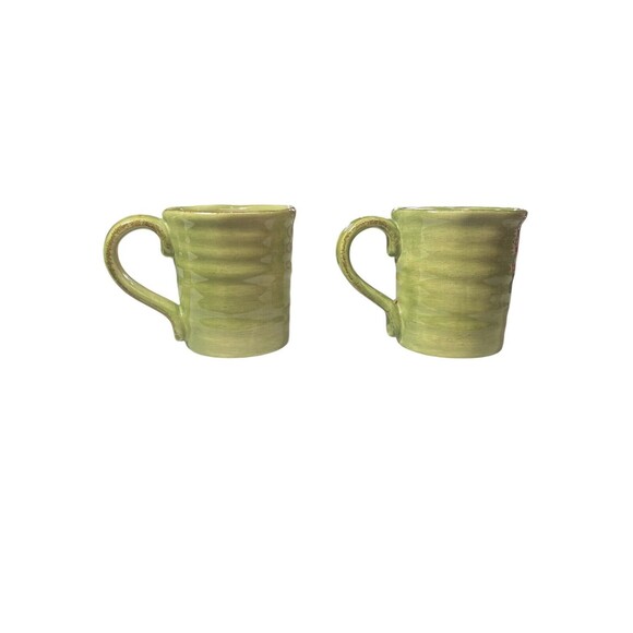 Tabletops Lifestyles Coffee Mug Campagnolo Hand Painted Green 16 oz Set Of 2 - Picture 4 of 11